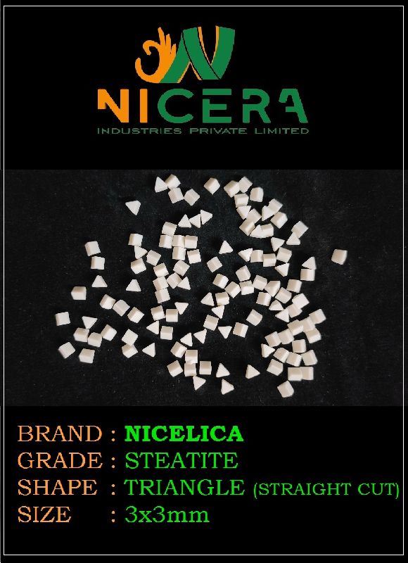 3x3mm Triangle Straight Cut Steatite Grinding Media