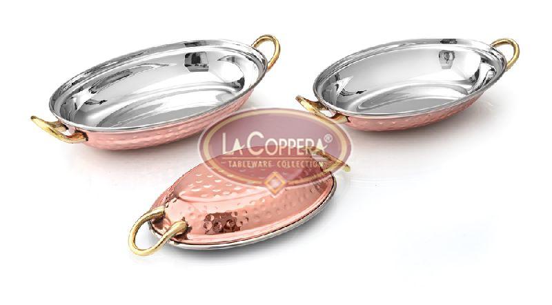 Copper and Stainless Steel Oval Entree Dish 01