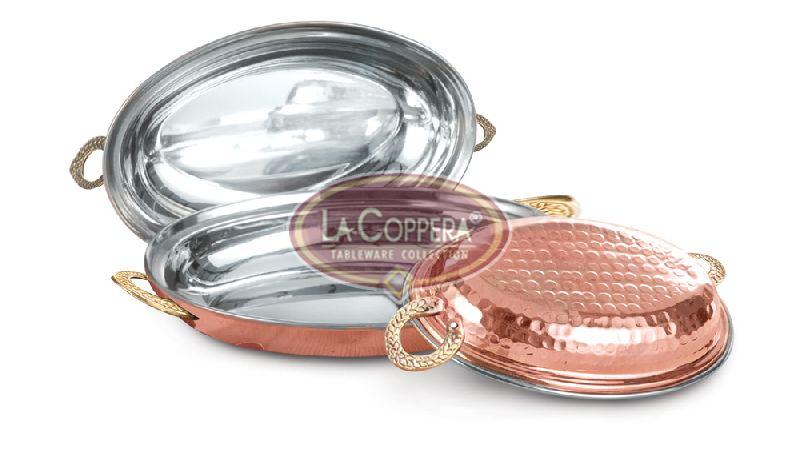 Copper and Stainless Steel Oval Entree Dish 03