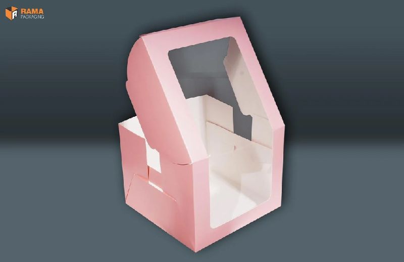 10x10x8 Tall Window Cake Box Peach