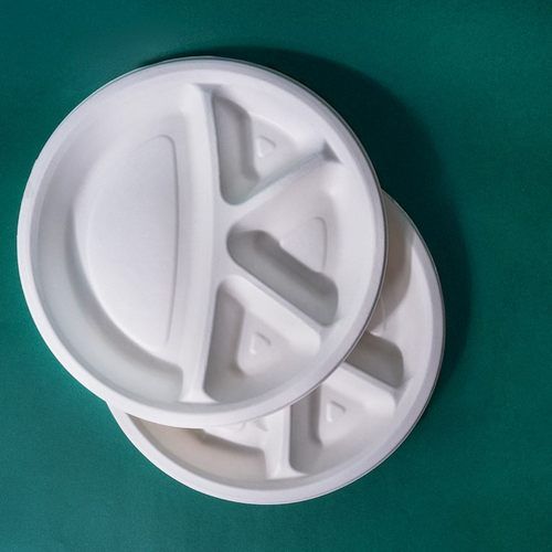 4 Compartment Round Bagasse Plates (25 Pcs)