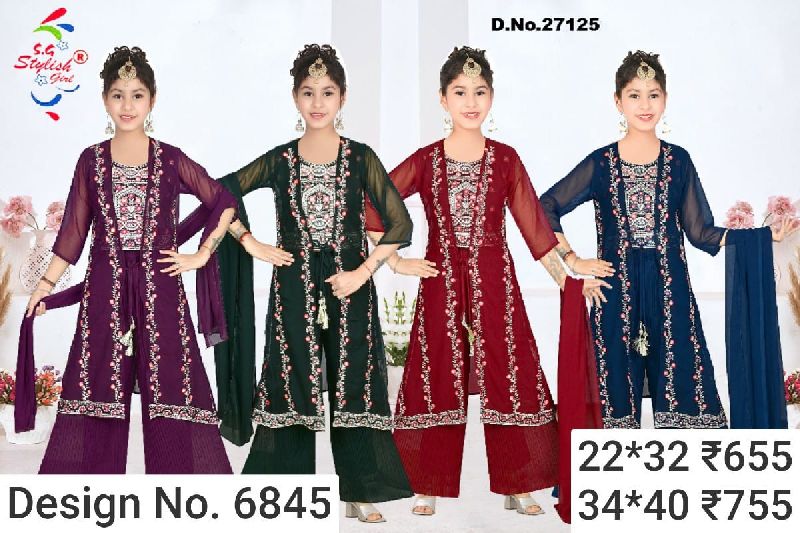 Des. No. 6845 Girls Fancy Sharara Suit