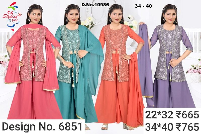 Des. No. 6851 Girls Fancy Sharara Suit