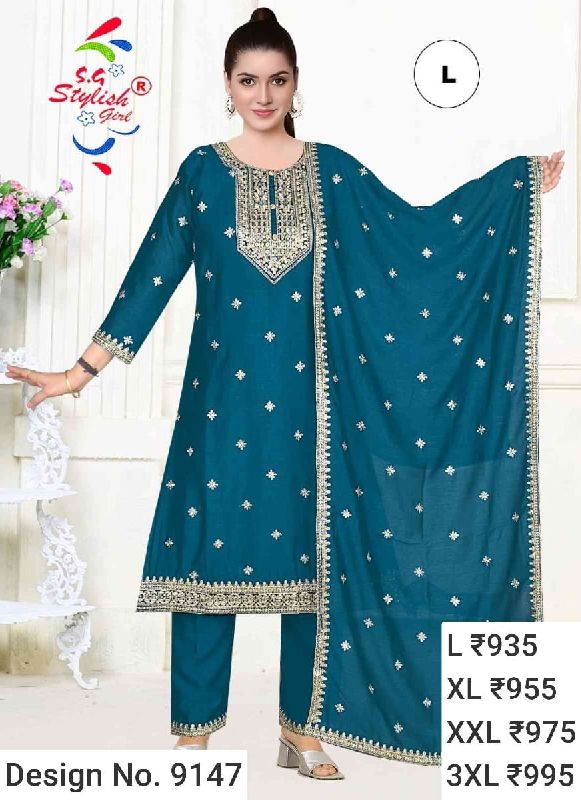 Des. No. 9147 Ladies Dark Blue Pant Suit