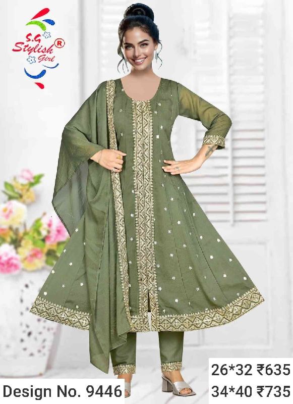 Des. No. 9446 Ladies Light Green Pant Suit