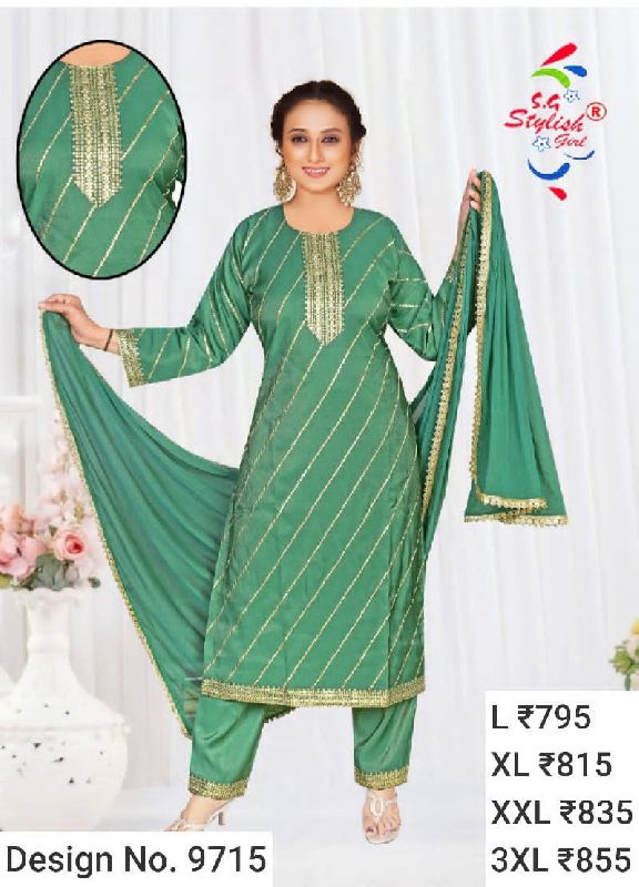 Des. No. 9715 Ladies Light Green Pant Suit