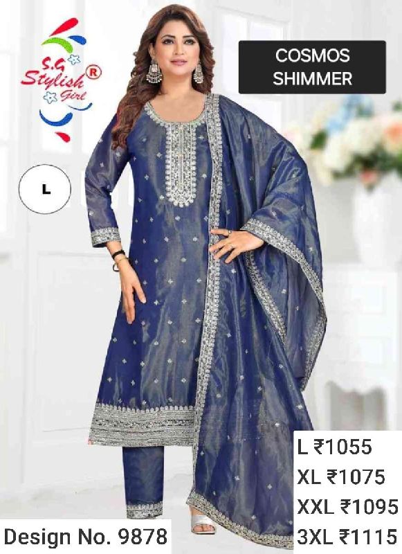 Des. No. 9878 Ladies Dark Blue Pant Suit