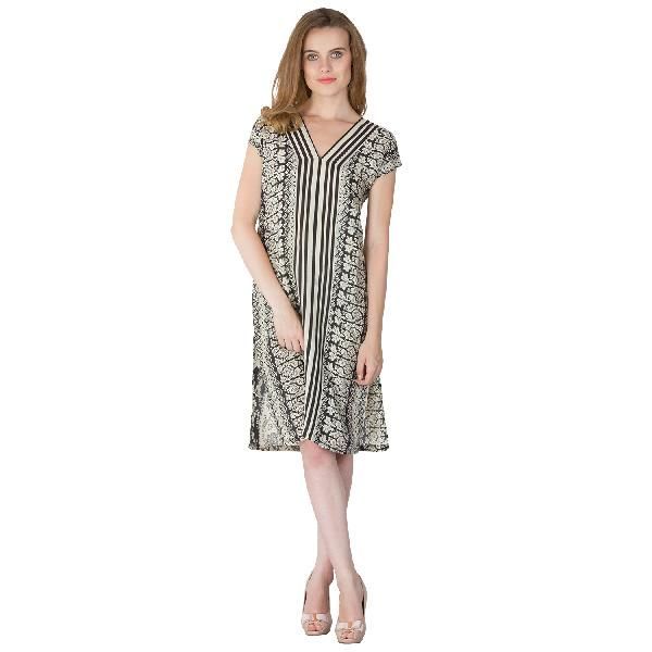 Black Charcoal Printed Long Kurtis (7956-1)