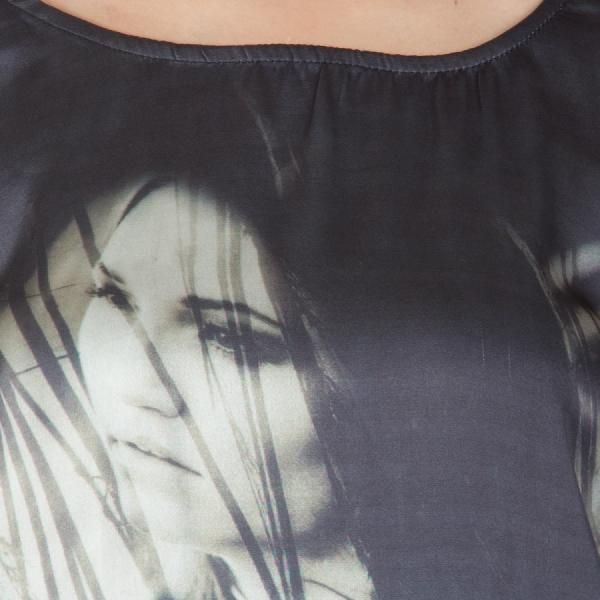 Digital Printed Black Cotton Tops (64-0788-6)