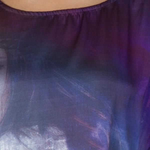 Digital Printed Blue Cotton Tops (64-0788NM-6)