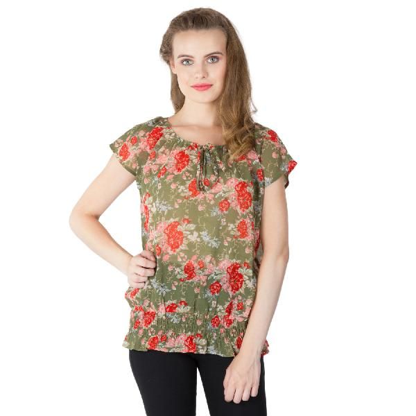 Floral Printed Balloon Tops (RN118231GR-2)