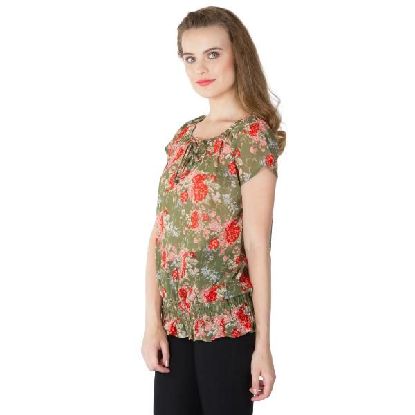Floral Printed Balloon Tops (RN118231GR-3)