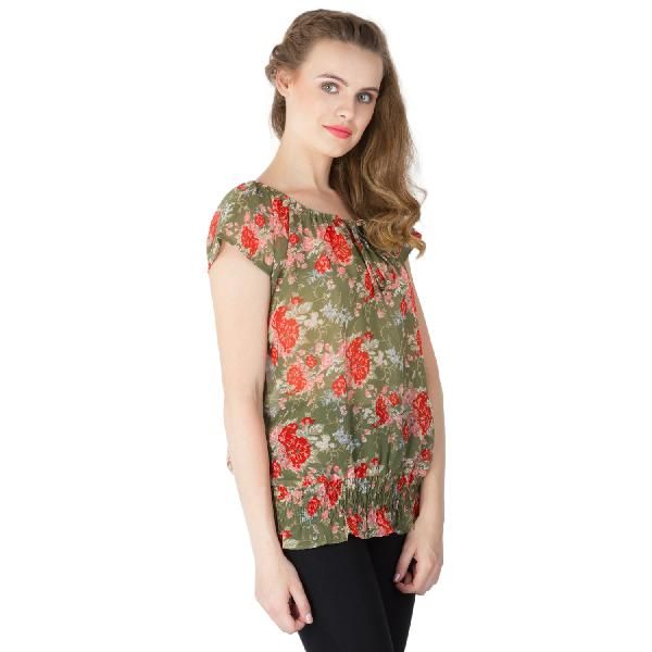 Floral Printed Balloon Tops (RN118231GR-4)