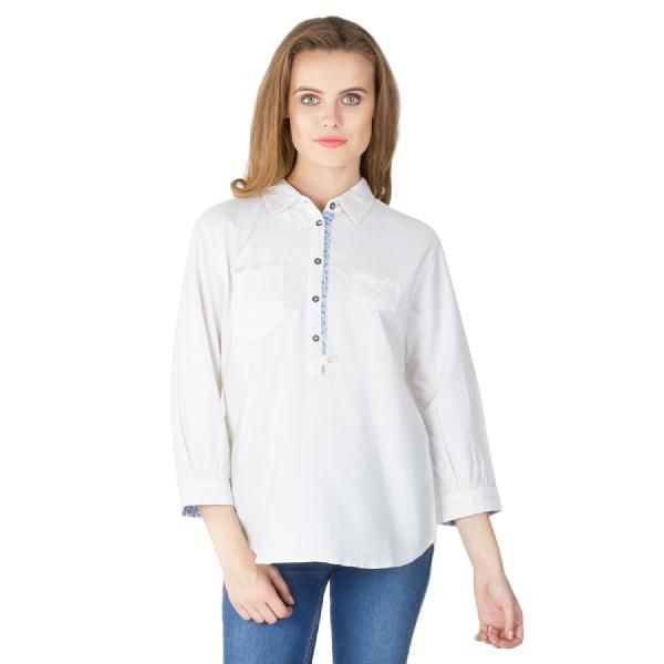 White Cotton Short Kurtis (60073WT-2)