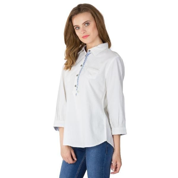 White Cotton Short Kurtis (60073WT-3)