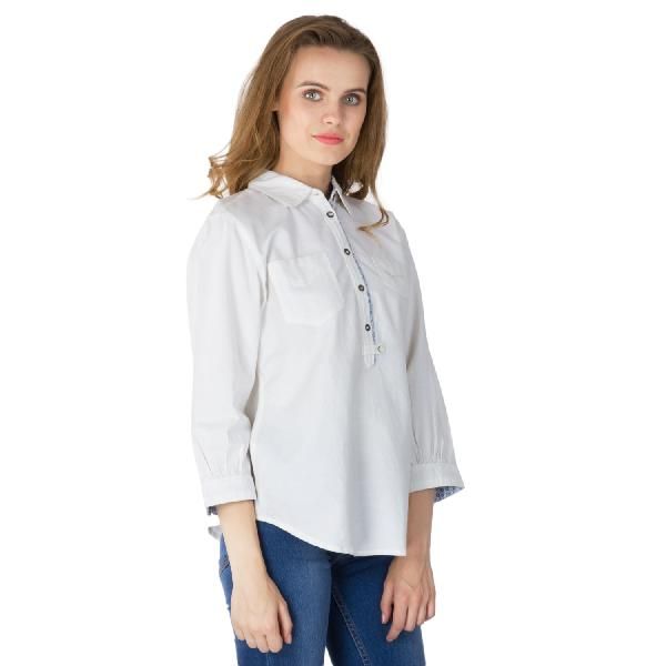 White Cotton Short Kurtis (60073WT-4)