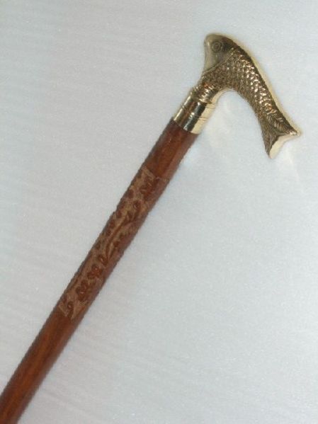 HHC109 Wood Brass Walking Stick