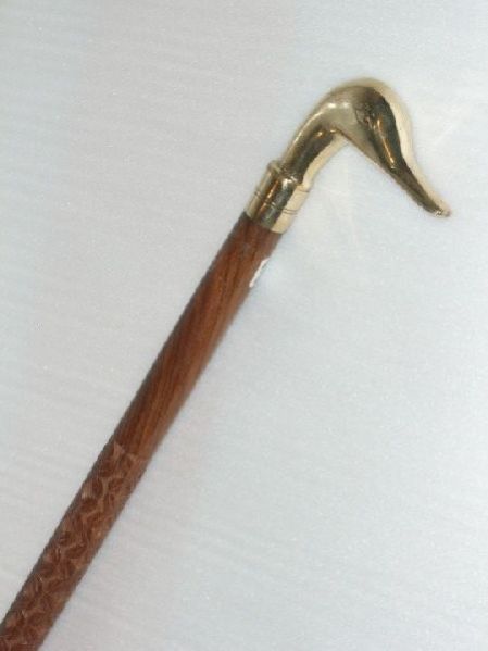 HHC110 Wood Brass Walking Stick