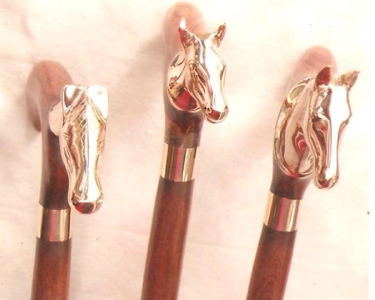 HHC112 Wood Brass Walking Stick