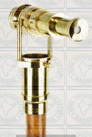 HHC116 Wood Brass Walking Stick