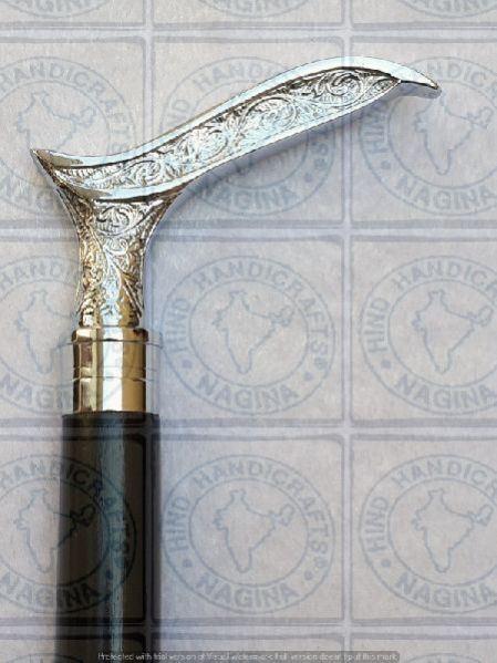 HHC118 Wood Brass Walking Stick