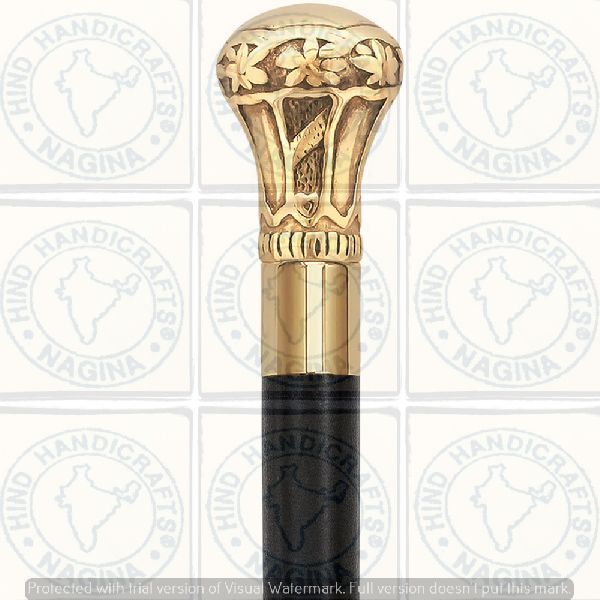 HHC120 Wood Brass Walking Stick