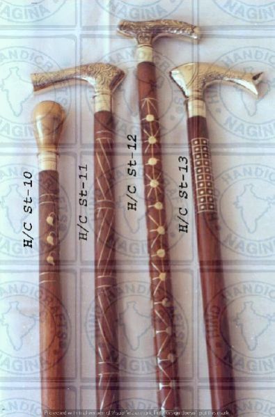 HHC123 Wood Brass Walking Stick