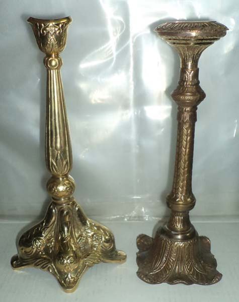 Brass Candle Stand in Fancy Embossed