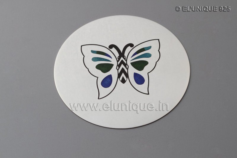 Butterfly Enamel Coaster in Sterling Silver 01