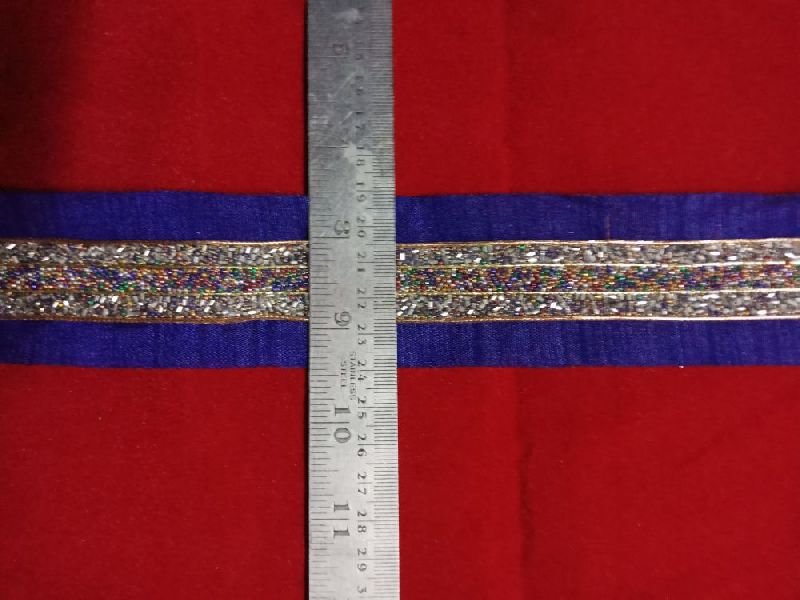 Silver Cutt+ Navarang Beat Triple Line Cutdana Lace