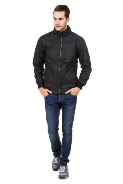 Plain Black Leather Jacket 02