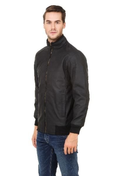 Plain Black Leather Jacket 03