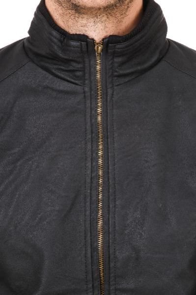 Plain Black Leather Jacket 05