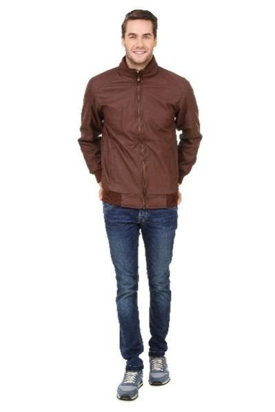 Plain Brown Leather Jacket 01