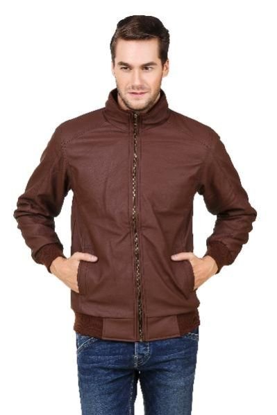 Plain Brown Leather Jacket 02