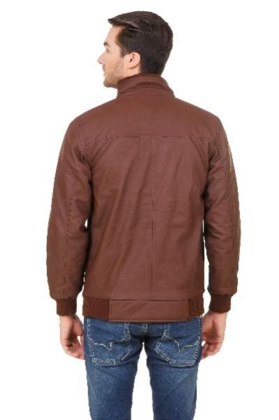 Plain Brown Leather Jacket 07
