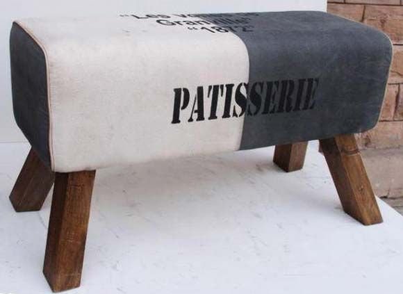 Leather Canvas Stool 01