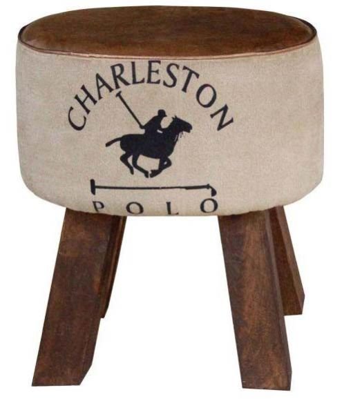 Leather Canvas Stool 02