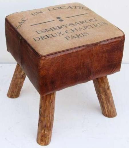 Leather Canvas Stool 03