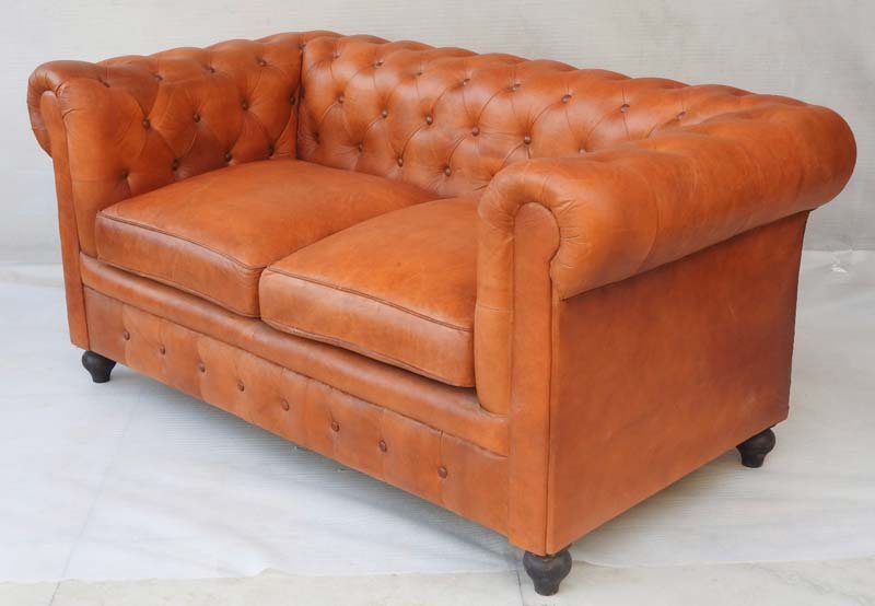 Leather Canwas Sofa with Buttons 02