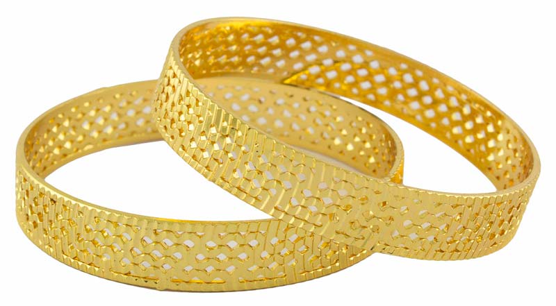 Gold Plated Geometrical Design Bangles
