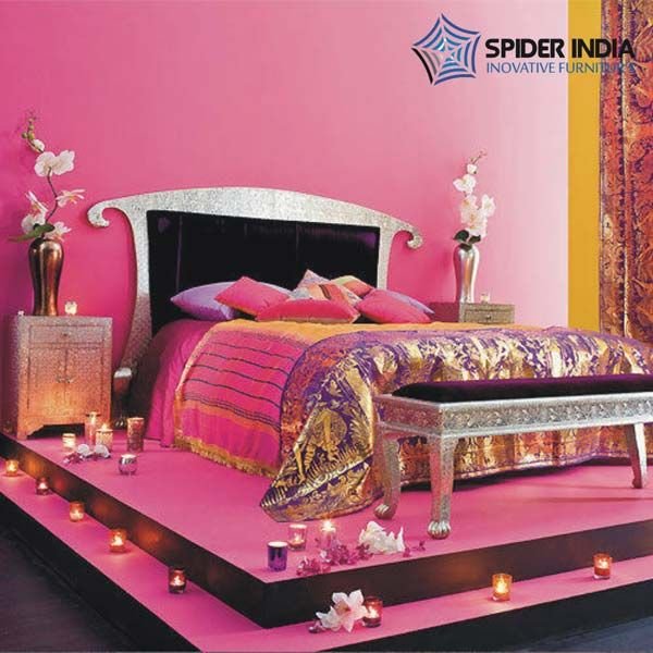 Indian Embossed White Metal bedroom