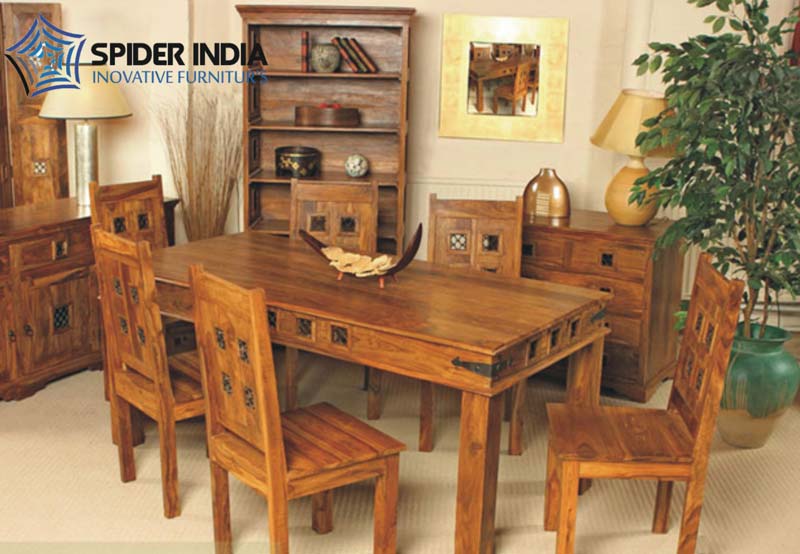 Jali Block Wooden Dining Tables Set