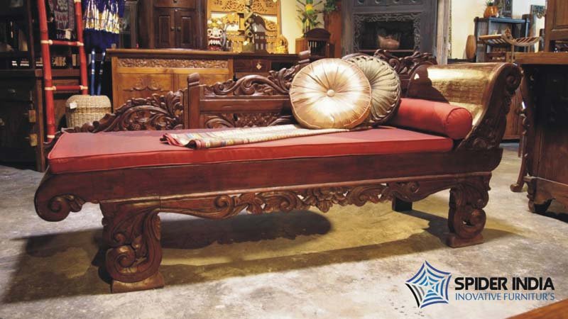 Reclaimed Teak Carved Jodhpur Chaise