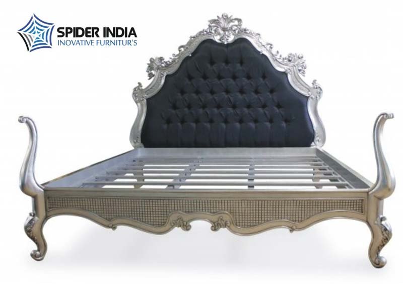 White Metal Bone Inlay Bed