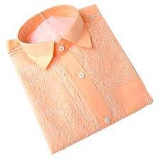 Mens Orange Chikan Shirt