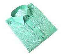 Mens Green Chikan Shirt