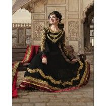 Heer Black Georgette Anarkali Semistitched Suit