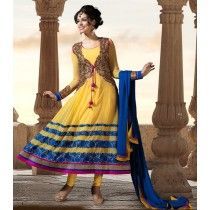 Heer Yellow Georgette Anarkali Semistitched Suit