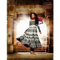 Kripa Black & White Cotton Cambric Anarkali Suit